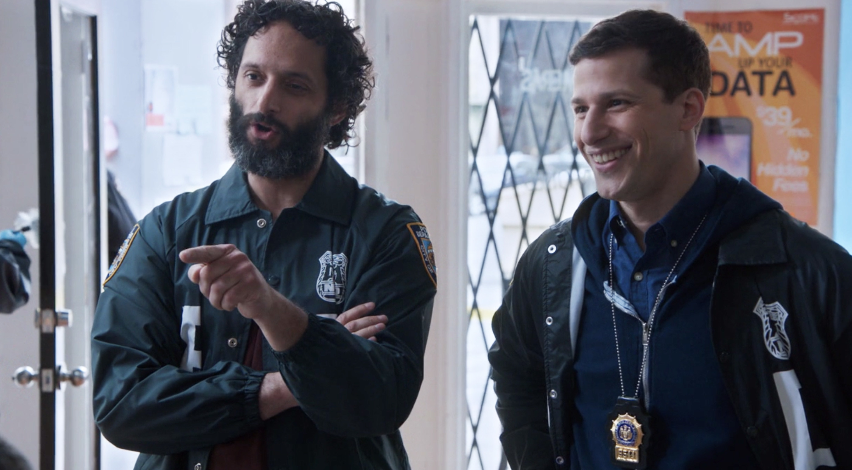 Jason Mantzoukas and Andy Samberg on Brooklyn Nine Nine