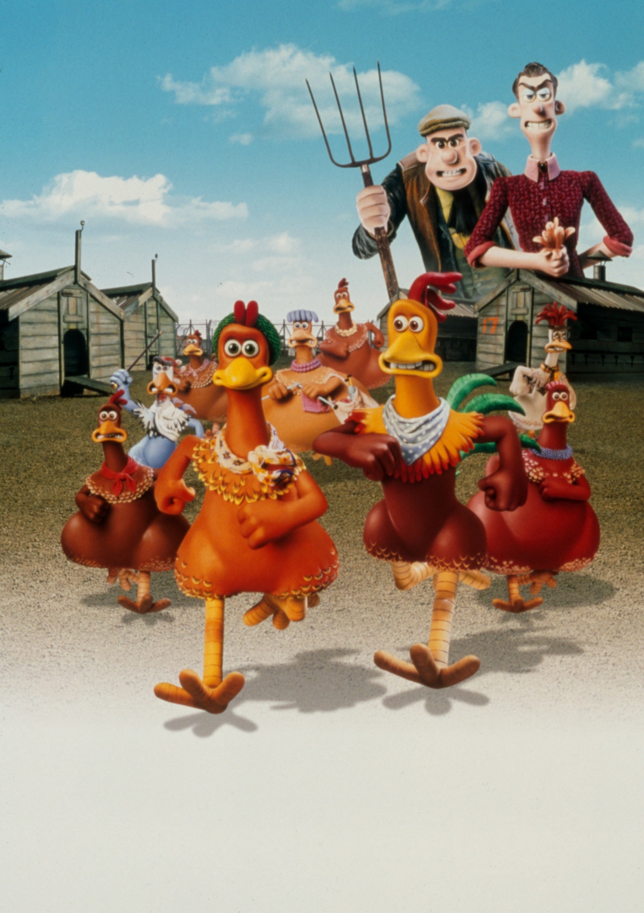 poster for the film with the chickens fleeing the farm
