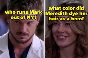 Who runs Mark out of NY? What color did Meredith dye her hair as a teen?