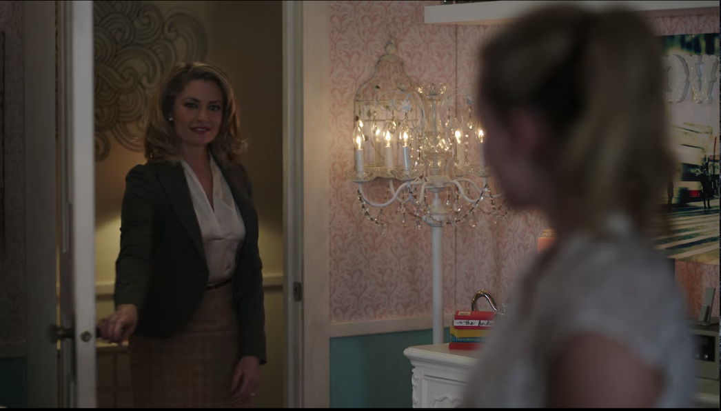 Betty&#x27;s room has a standing chandelier