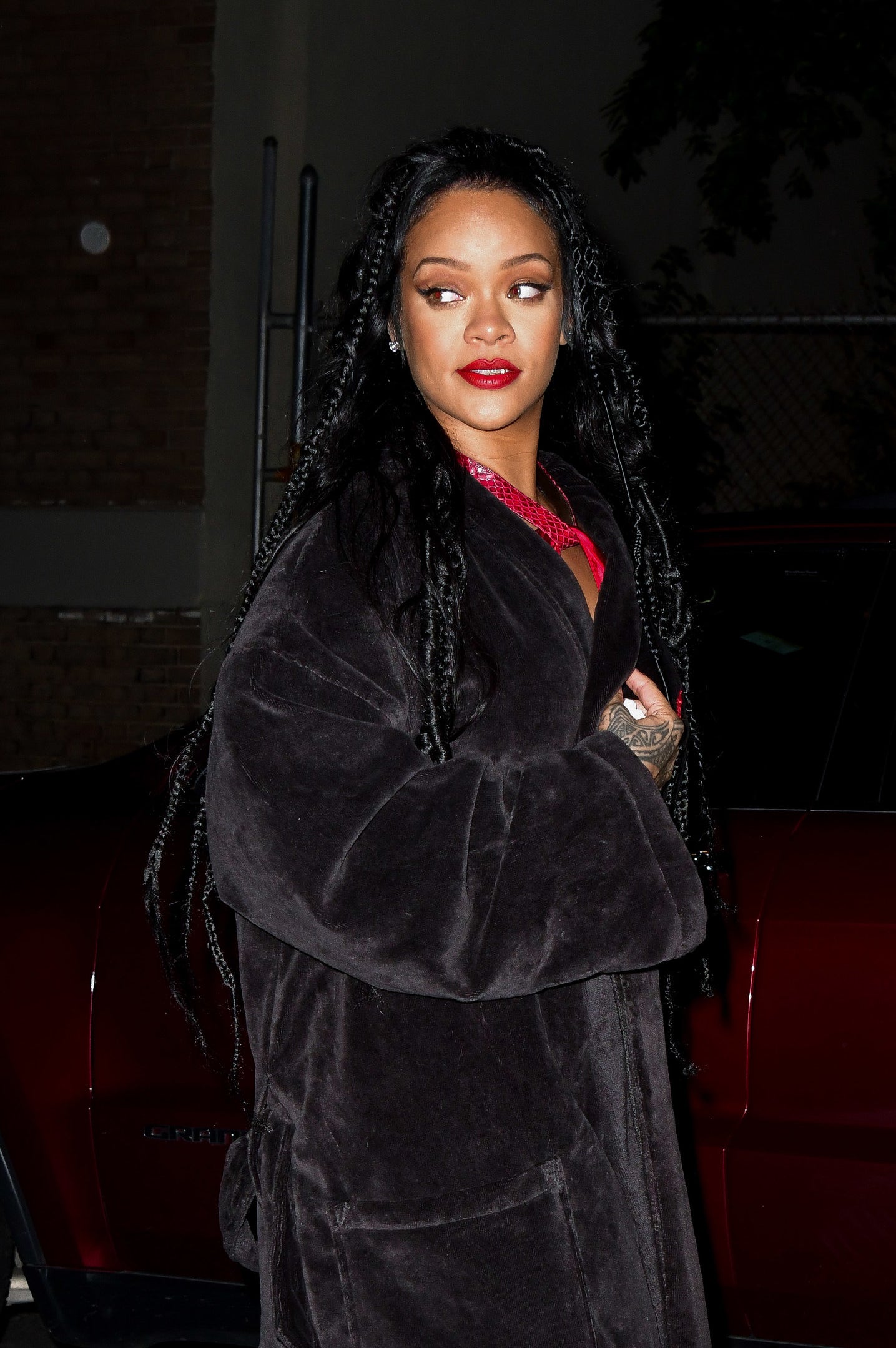 Rihanna is pictured on the set of her new music video in July 2021