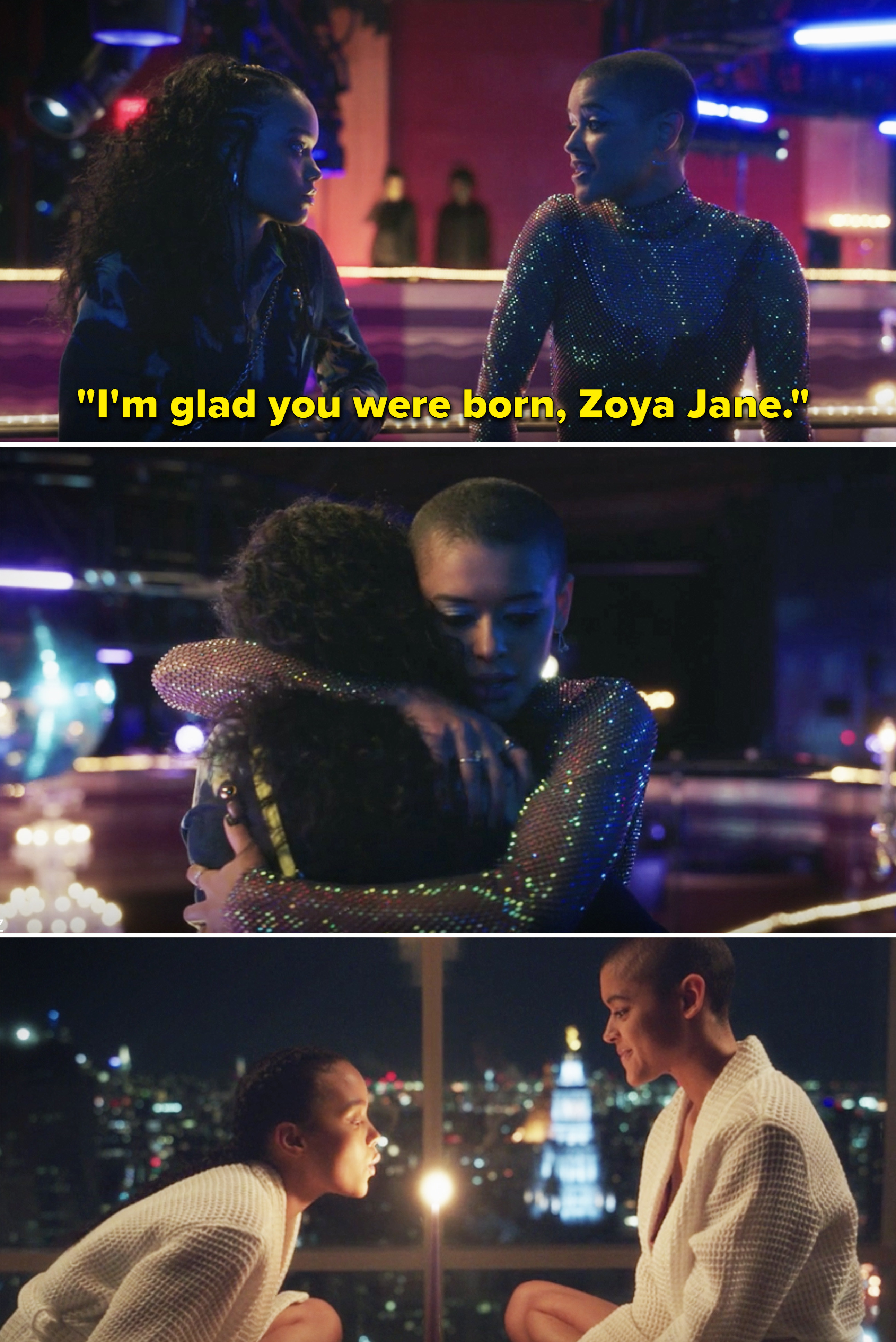 Julien telling Zoya, &quot;I&#x27;m glad you were born, Zoya Jane&quot; and the two of them hugging