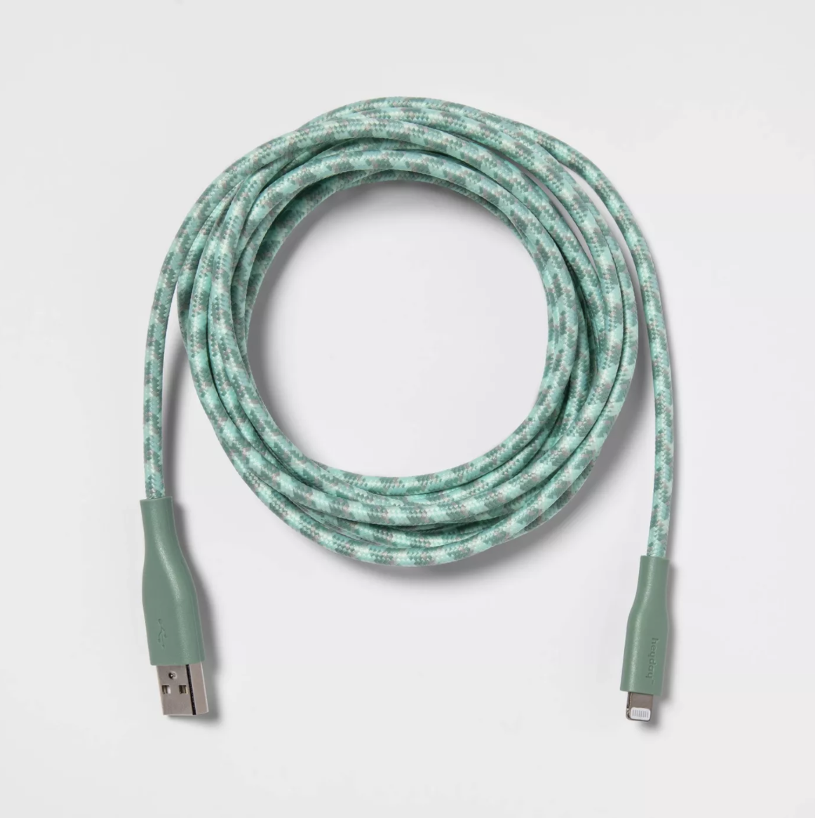 The teal braided charging cord