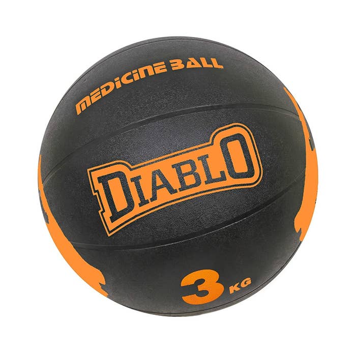 A black and orange basketball-sized 3 kg ball