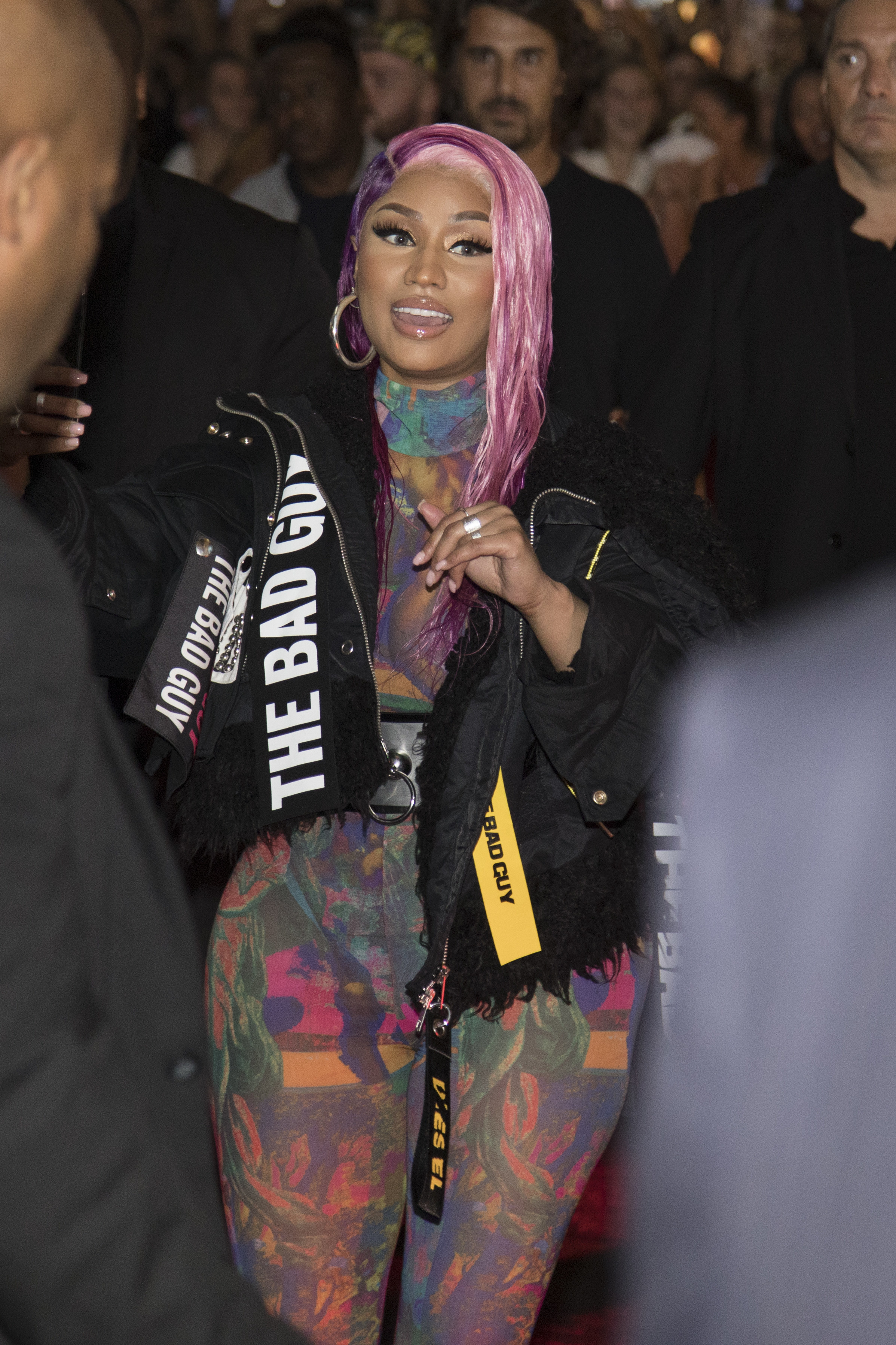 new FENDI Nicki Minaj Prints On Runway neon pink FF Zucca legging
