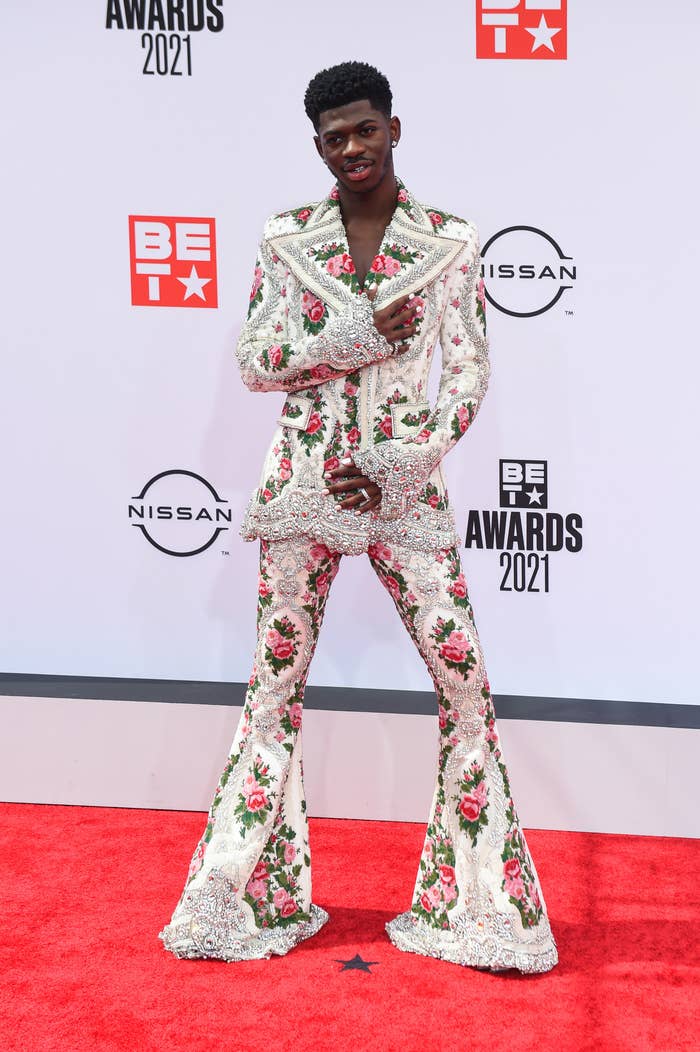 Lil Nas X on the red carpet at the BET Awards.