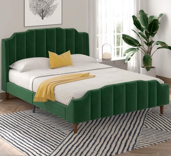 velvet green bed frame