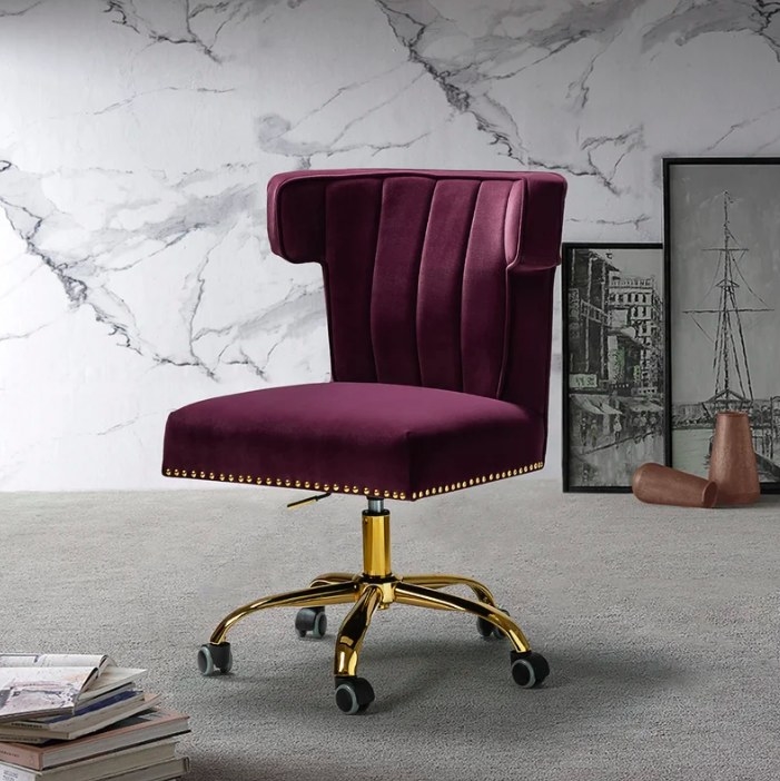 The swivel office chair in purple