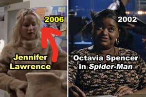Side-by-side of Jennifer Lawrence on "Monk" and Octavia Spencer in "Spider-Man"