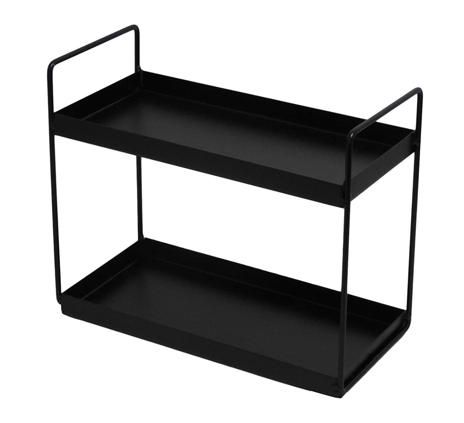 A black two-tier rack.