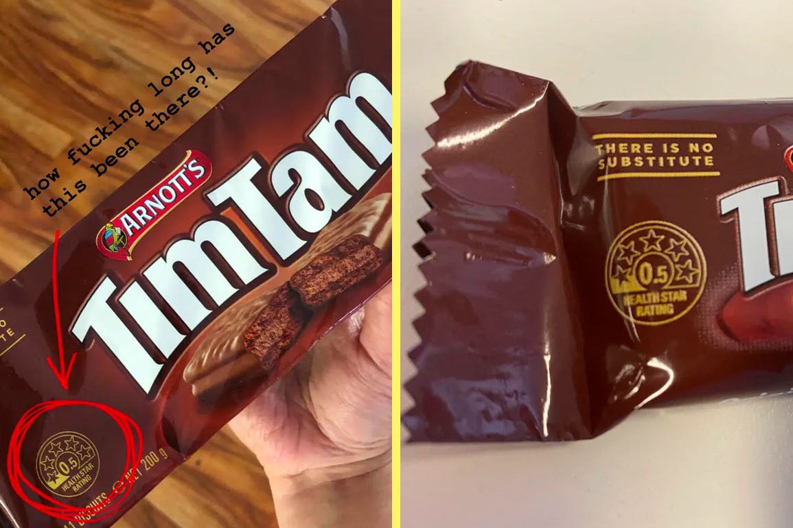 Aussies Are Realising Tim Tams Come With A Health Rating And This Won T Stop Me Because I Can T Read Istackr Com