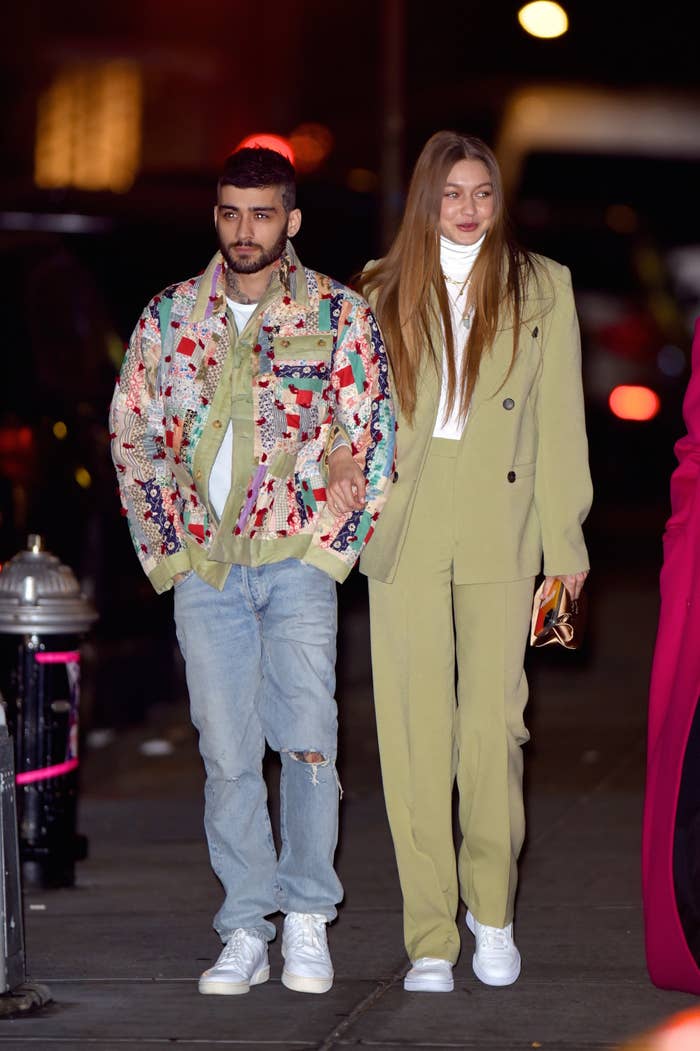 Gigi Hadid and Zayn Malik show PDA after leaving a restaurant in NoHo celebrating a birthday on January 11, 2020, in New York City