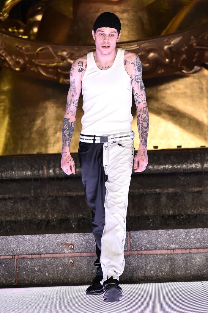 Pete Davidson walks the runway during the Alexander Wang Collection 1 fashion show at Rockefeller Center on May 31, 2019, in New York City