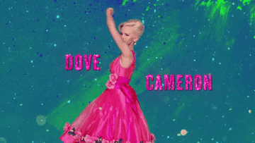 In this &quot;Hairspray Live!&quot; GIF, Dove Cameron dances in a frilly pink gown