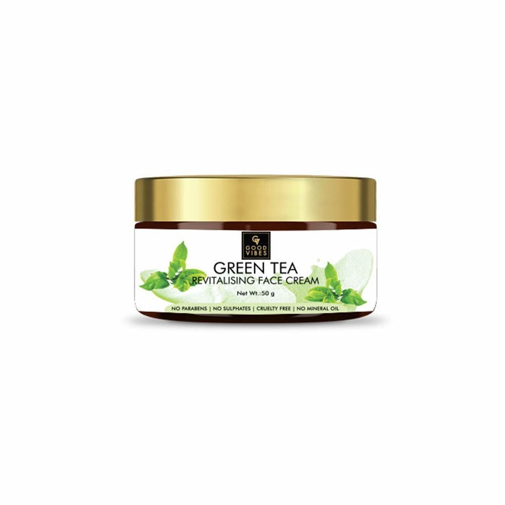 Jar of green tea revitalising face cream