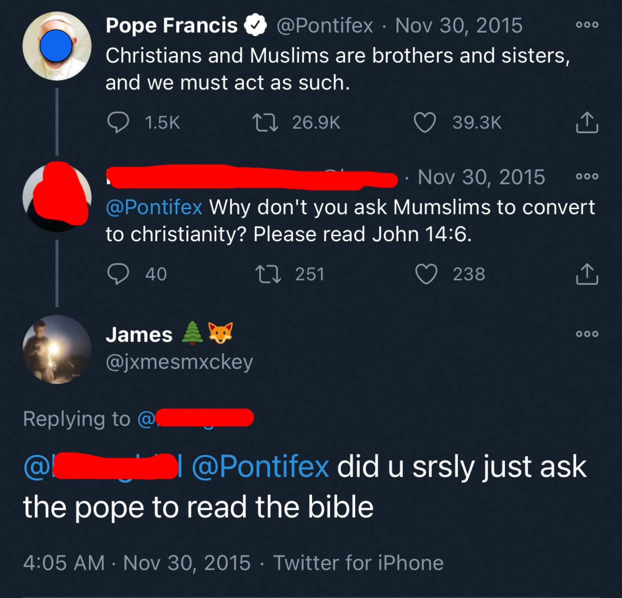 person telling the pope to read the Bible