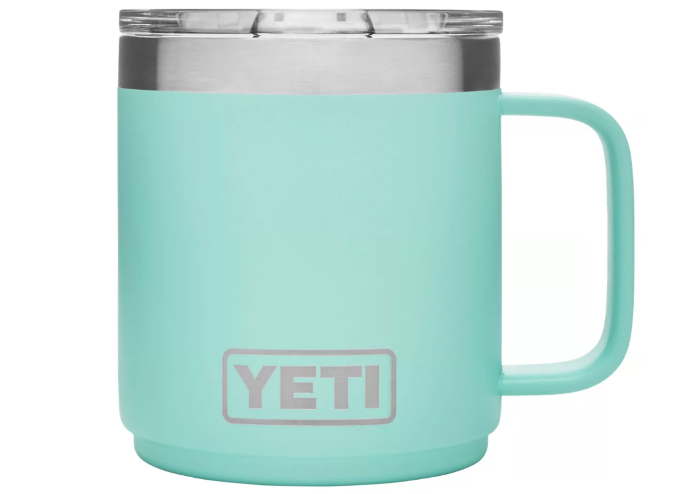 the Yeti rambler stackable mug in aqua