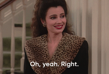 fran drescher from a scene in the nanny realizing something and saying, &quot;oh yeah, right&quot;