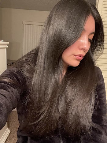 Reviewer's hair after using brush