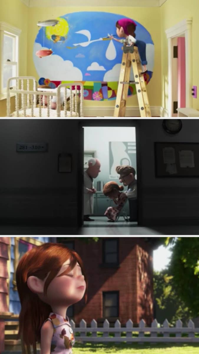The characters in Up design a nursery, only to discover they've lost the baby