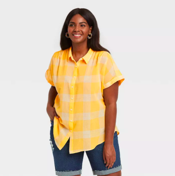 yellow short sleeve shirt