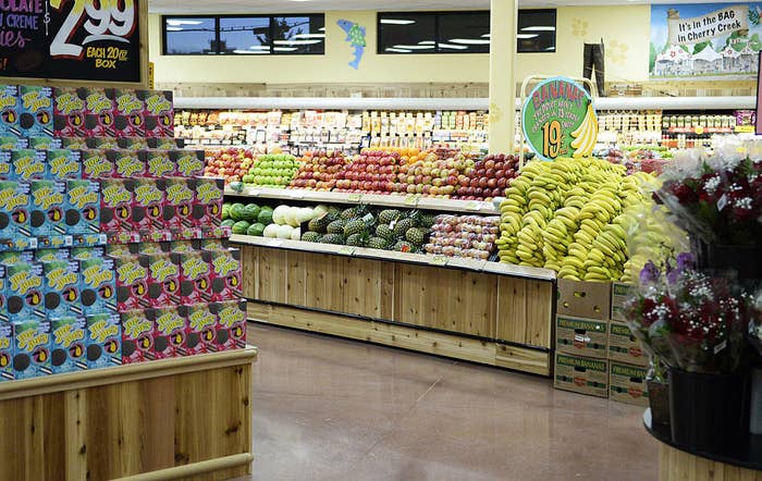 An interior shot of a Trader Joe&#x27;s grocery store.