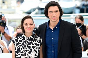 Adam Driver and Marion Cotillard are photographed before the "Annette" premiere at the Cannes Film Festival