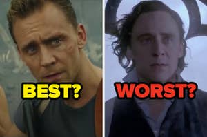 Tom Hiddleston in "Kong: Skull Island" with the question "Best?" next to him in "Crimson Peak" with the question "Worst?"
