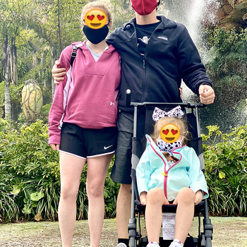 Reviewer's photo showing the stroller in black at Disney