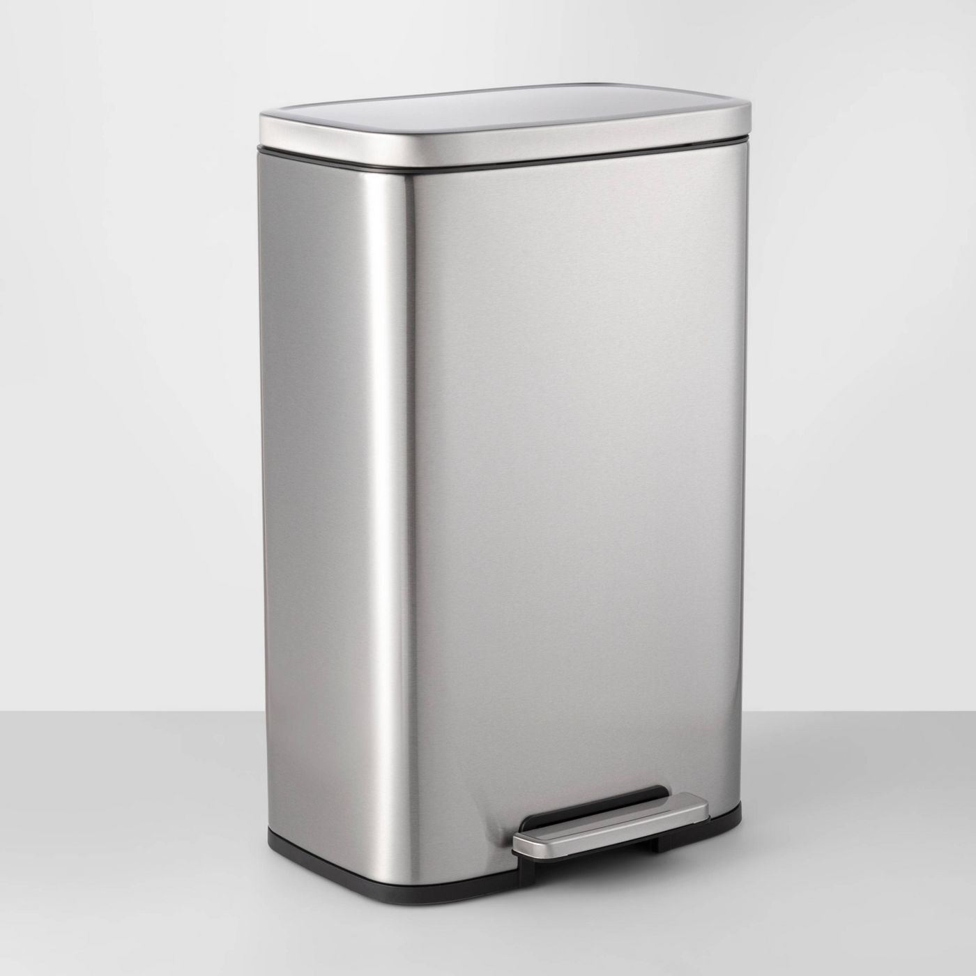 rectangular stainless steel trash can with step