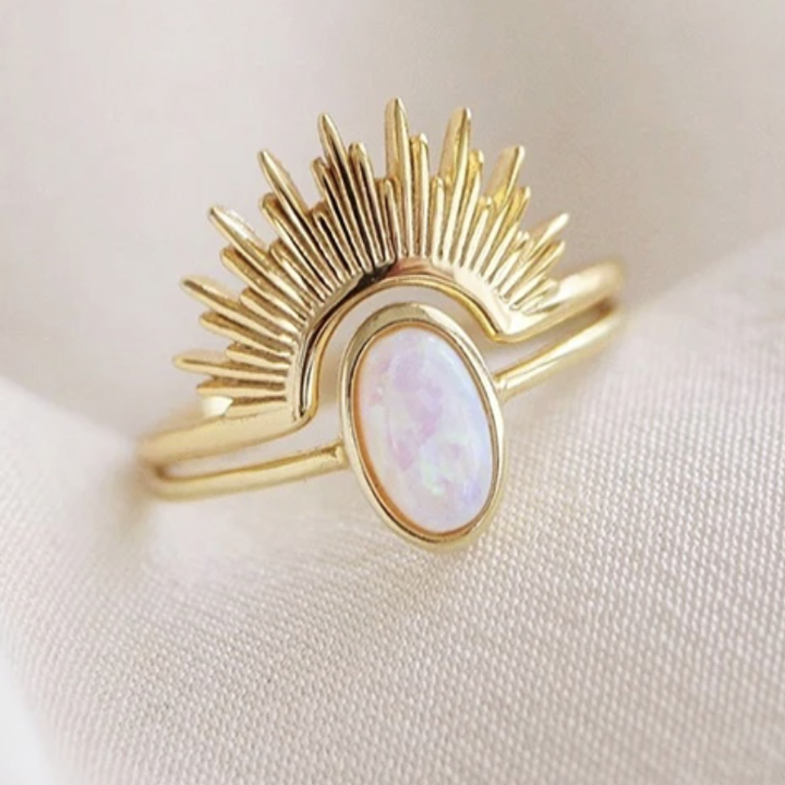 opal sunburst ring