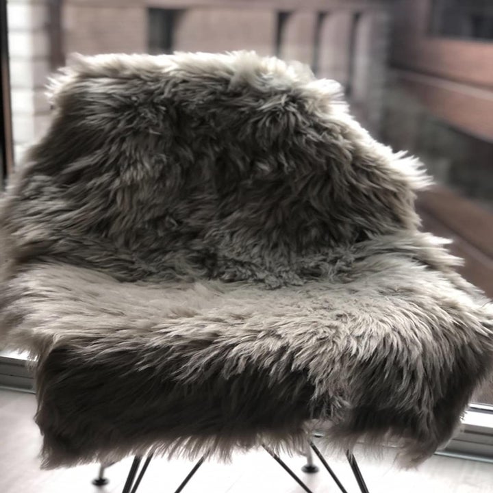 Reviewer image of gray chair cover