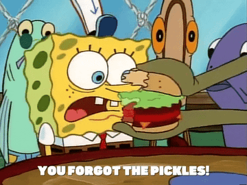 Spongebob with a Krabby Patty.