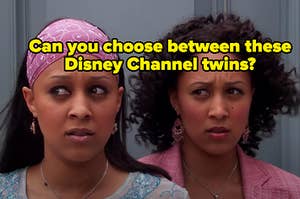 "Can you choose between these Disney Channel twins?" is written above the Twitches