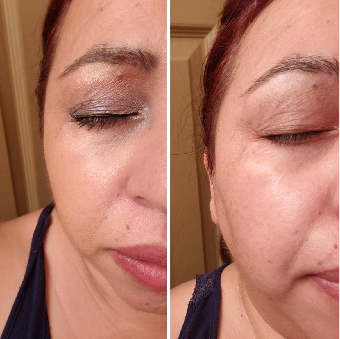 the before and after of the makeup wipes