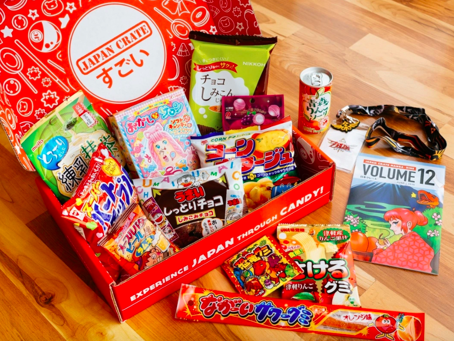 The Japan Crate open showing some of the treats you could expect in the box