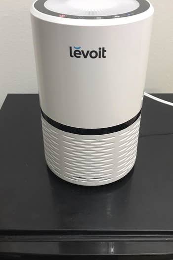 a reviewer photo of the air purifier 
