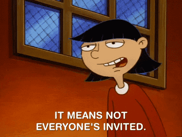 Cartoon character says not everyone is invited