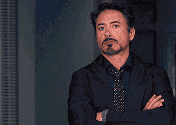 GIF of Tony Stark rolling his eyes