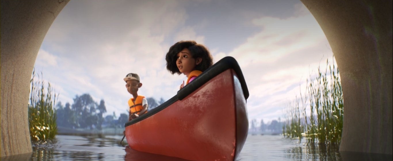 Two kids in a canoe together