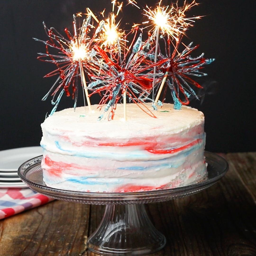 Marbled 4th of July &quot;box&quot; cake