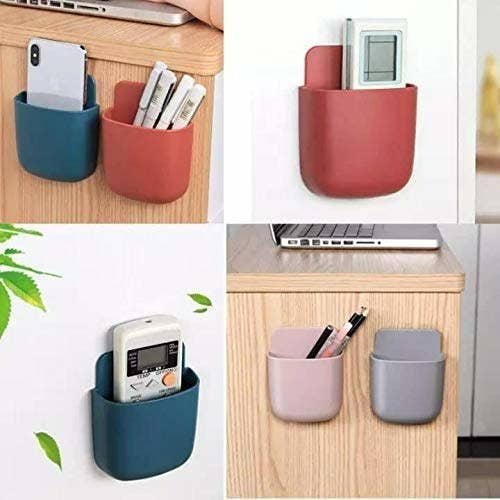 Small pocket like holders stuck to any smooth surface to keep pens, phones, remotes