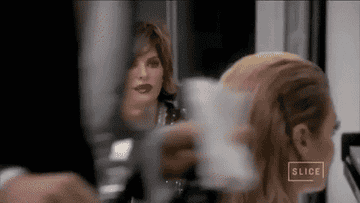 Lisa Rinna makes a shocked face on set of &quot;Real Housewives of Beverly Hills&quot;