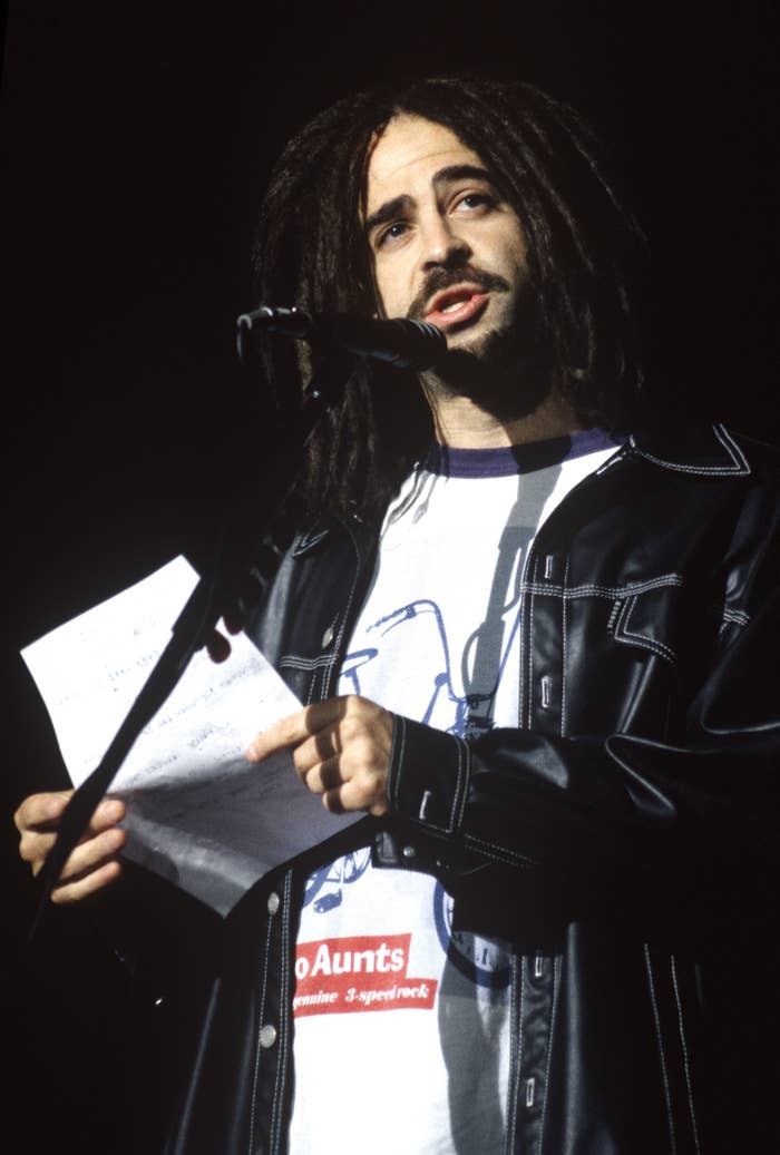 Adam Duritz of Counting Crows performs at Shoreline Amphitheatre on October 2, 1997 in Mountain View, California