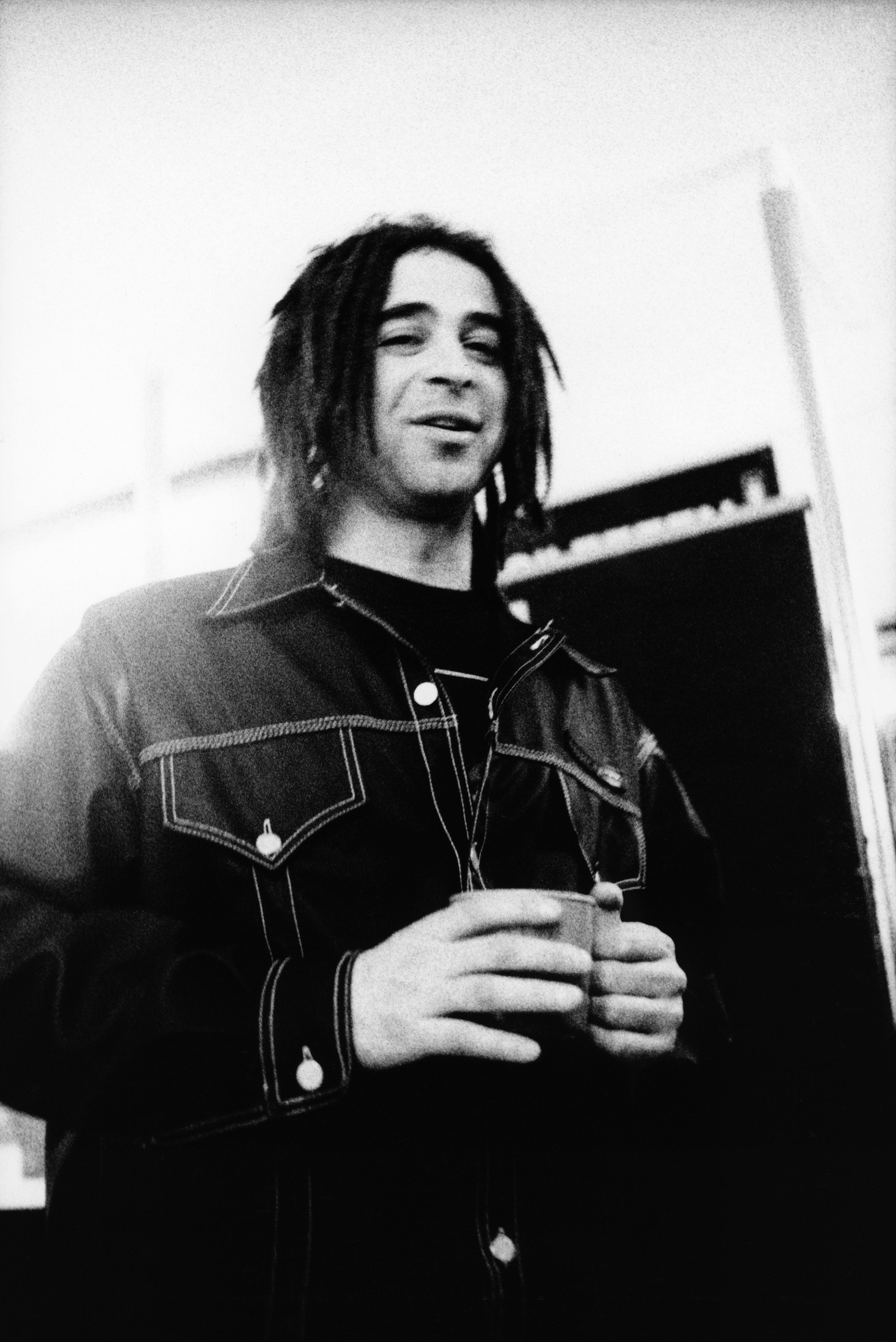 Adam Duritz singer with American band Counting Crows backstage in the Netherlands in 1994