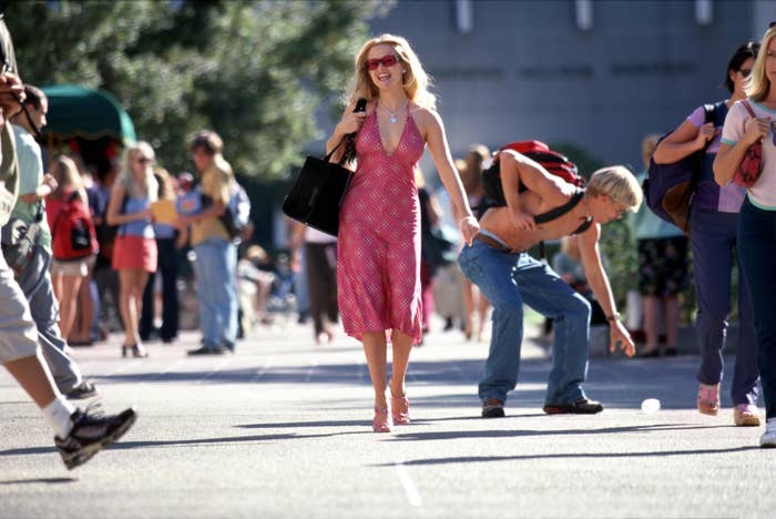 Reese Witherspoon films a scene in &quot;Legally Blonde&quot;