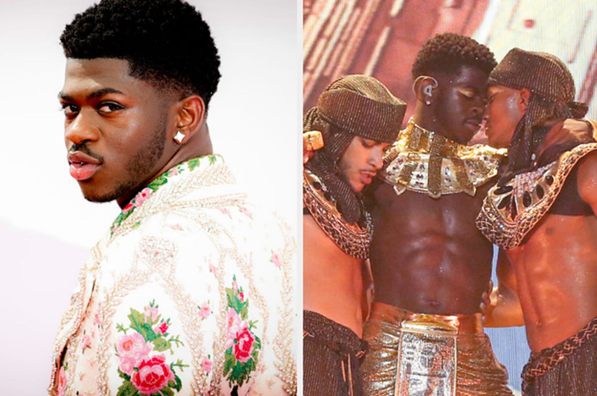 Lil Nas X kisses dancer in fiery BET Awards performance