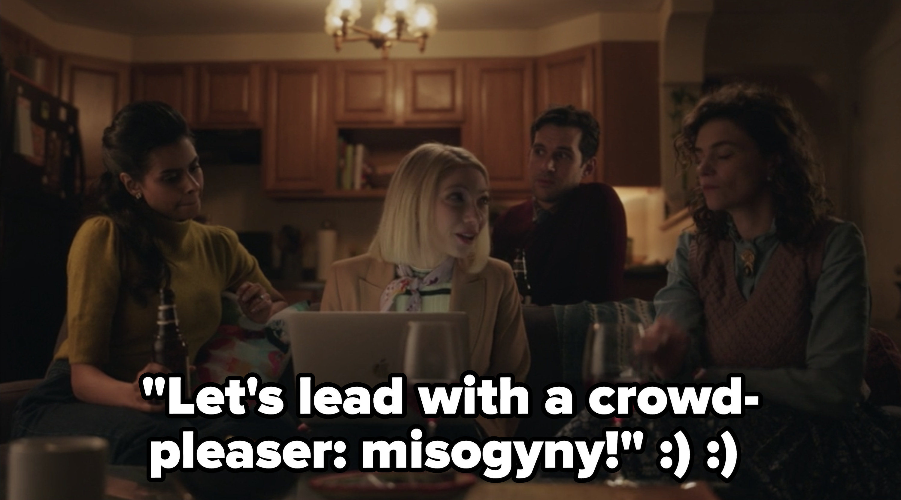 the teachers looking at the computer with the caption &quot;let&#x27;s lead with a crowd-pleaser: misogyny&quot; :) :)