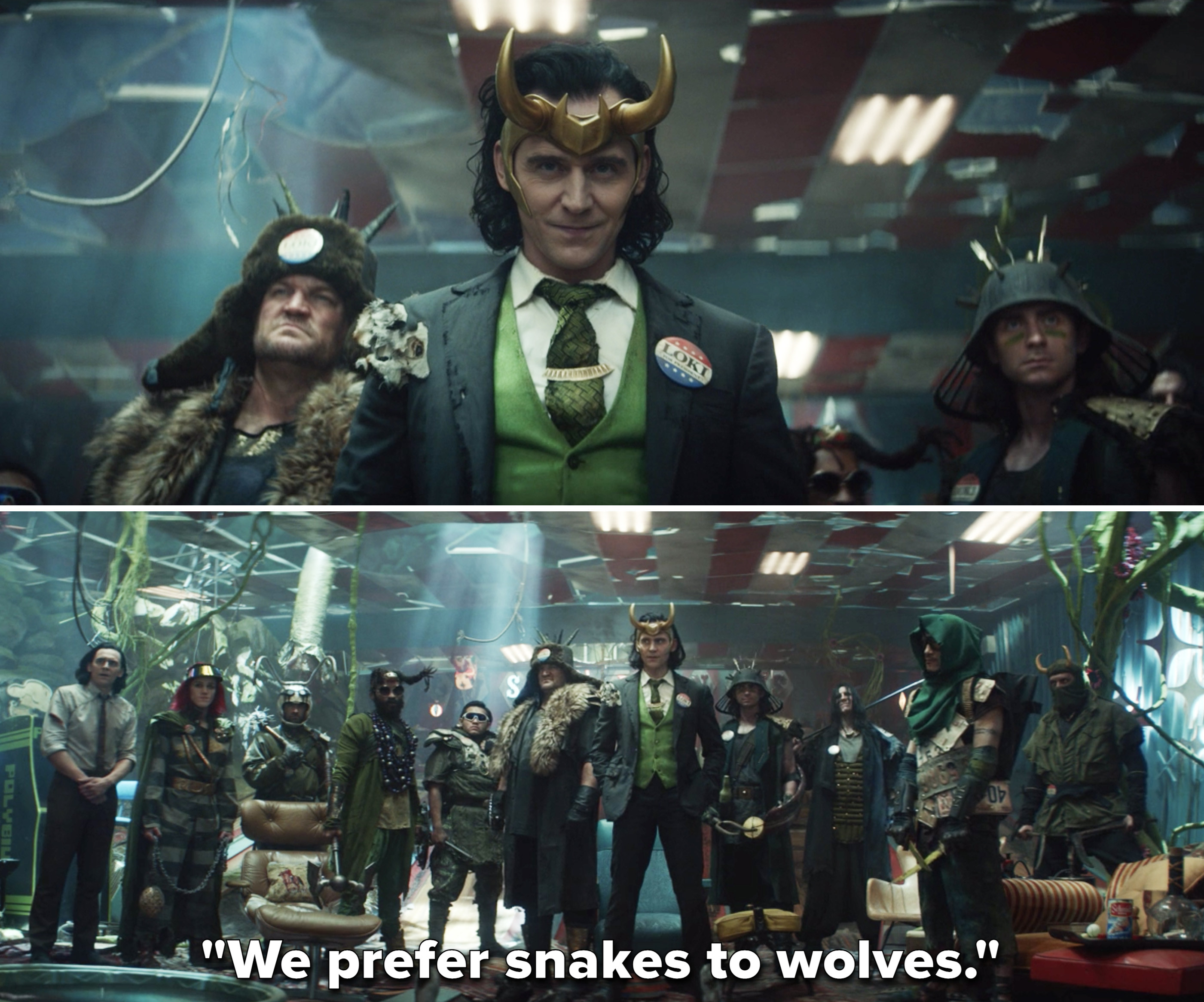 President Loki saying, &quot;We prefer snakes to wolves&quot;