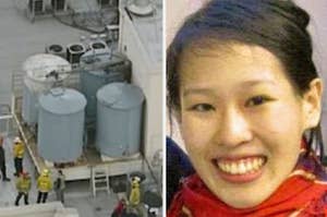 Photo of water tanks on the roof of Cecil Hotel; photo of Elisa Lam